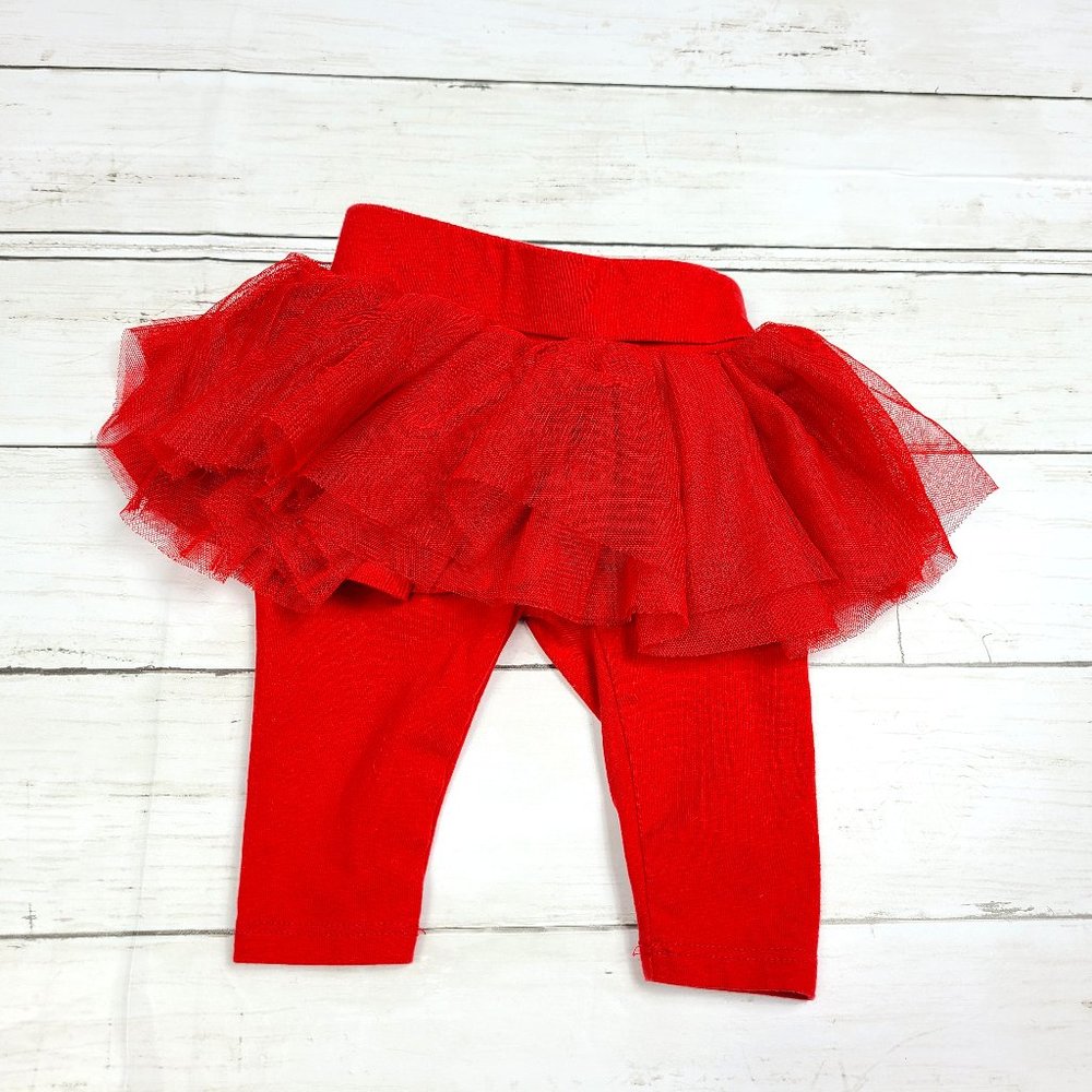 ♡ 5/$20 - Baby Gap Girl's Red Ruffle Tulle Tutu Legging Skirt Size 0-3 months